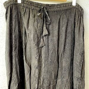 Venus Imports Embroidered Maxi Skirt XL NWT Black Elastic Waist Boho Festival